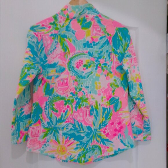 Like New Lilly Pulitzer The Skipper Loves Florida Popever Half-Zip Top S UPF 50 - Picture 7 of 11